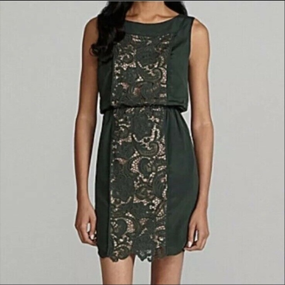green lace shift dress
